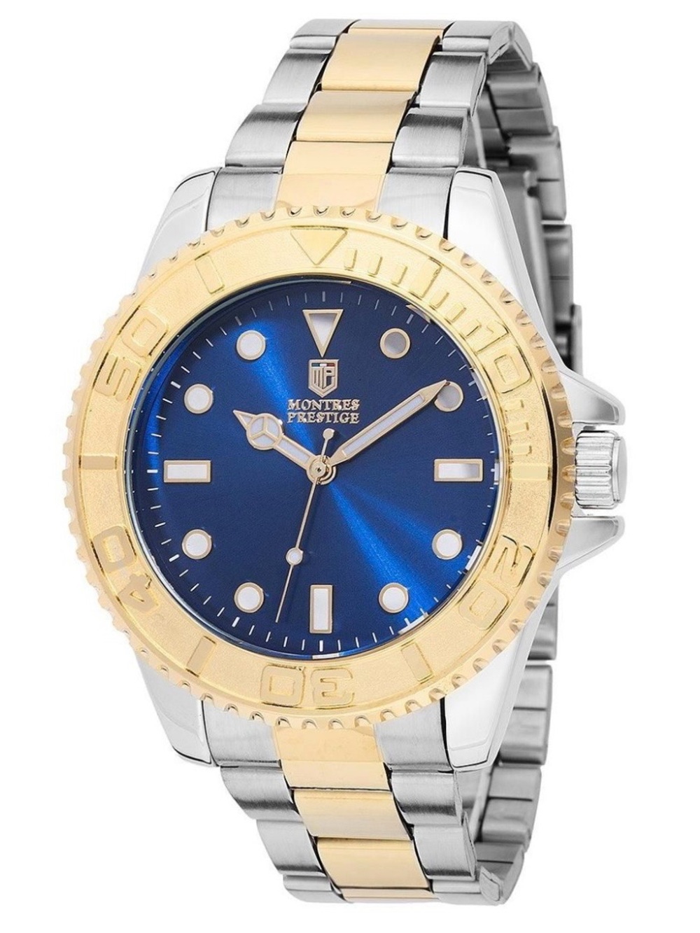 Men's Two-Tone Blue Dial Stainless Watch